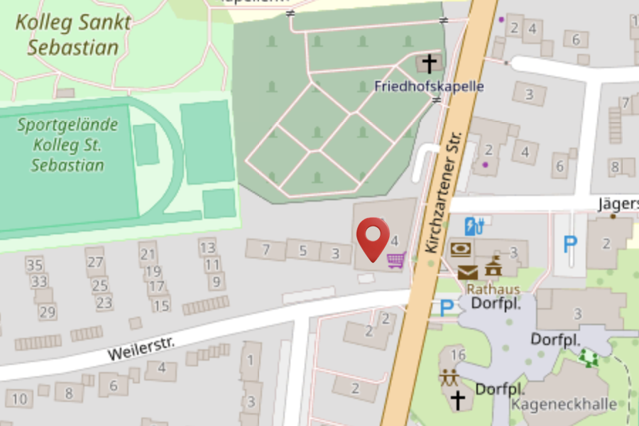 Karte von Stegen mit Standort der Praxis.